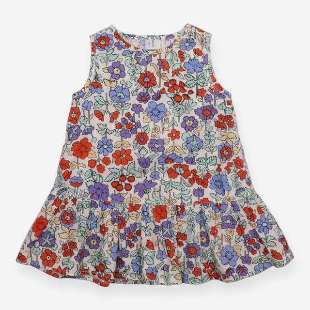 Dress sleeveless white with flowers 