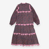 Loan Dress – Navy Textured Scallop Trim