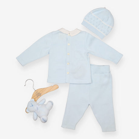 Baby Gift Set Blue Knit Top, Leggings and Hat with