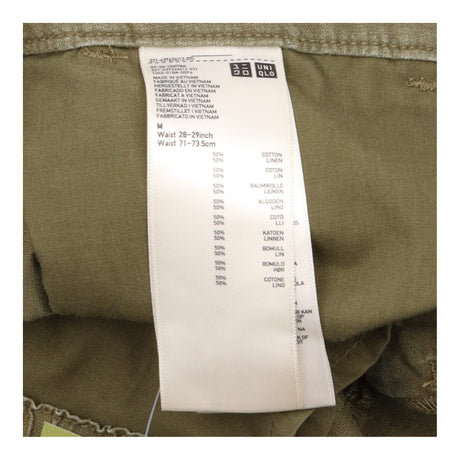 Trousers Cotton Linen Blend Pull On Olive Green