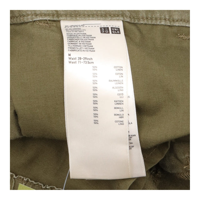 Trousers Cotton Linen Blend Pull On Olive Green