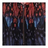 Printed Blouse Black Orange Blue Pleated Zip Front