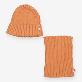 Knitted Hat and Neck Warmer Orange