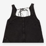 Jumpsuit Black Striped Waffle Cotton Wide Leg