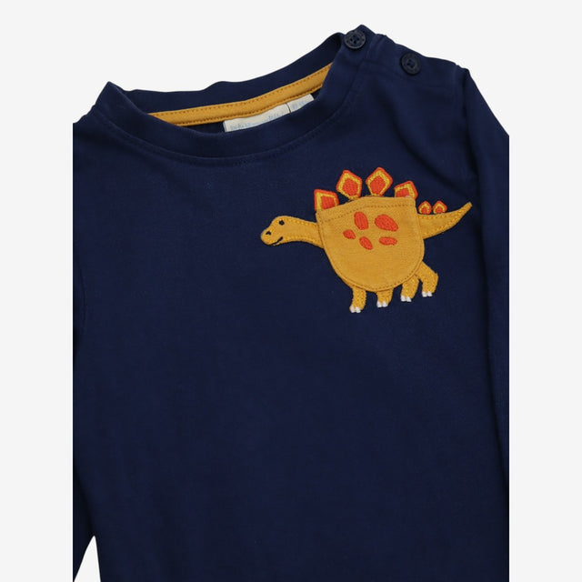 T-shirt Long Sleeve Navy with Yellow Dinosaur Pock