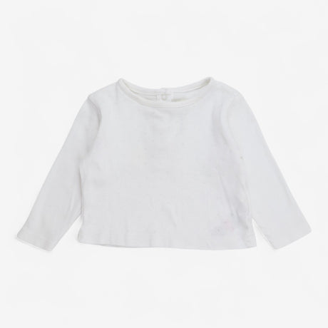 T-Shirt Long Sleeve White Pointelle