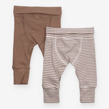 Leggings rib brown stripe 2 Pack