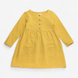 Dress Jersey Yellow with White Spots and Buttons
