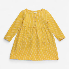 Dress Jersey Yellow with White Spots and Buttons