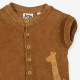 Romper Brown Towelling with Giraffe Applique