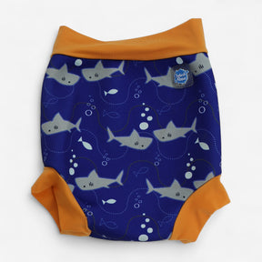 Swim Nappy Blue With Orange Trim Sharks