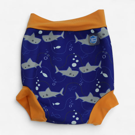 Swim Nappy Blue With Orange Trim Sharks