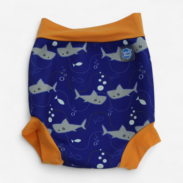 Swim Nappy Blue With Orange Trim Sharks