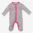 Sleepsuits striped horses pink edging