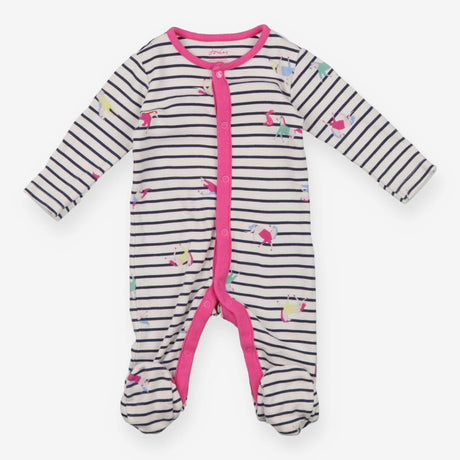 Sleepsuits striped horses pink edging