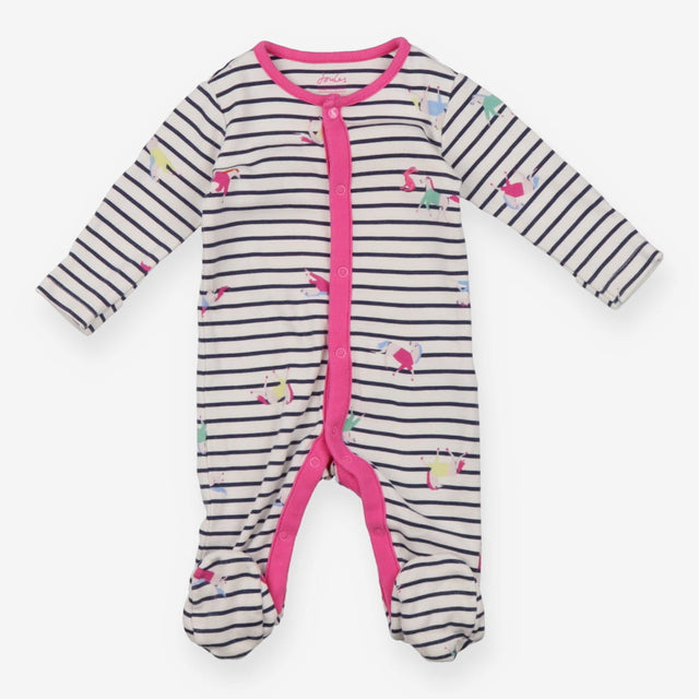 Sleepsuits striped horses pink edging