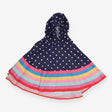 Hooded Poncho Navy Spotted and Colourful Stripes