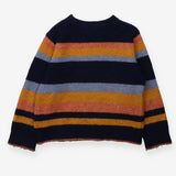 Sweater Knit Navy Orange Blue Stripe