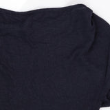 Navy Blue Short Sleeve Scoop kneck Fine Knit Metal