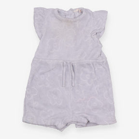 Blue Towelling Playsuit with Flowers