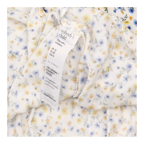 Midi Dress Cream Yellow Blue Ditsy Floral Tiered S