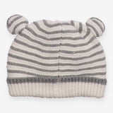 Knit Grey and White Strip Hat Ears