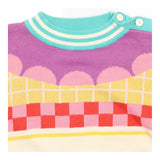 Multicolour Retro Graphic Intarsia Knit 100% Organ
