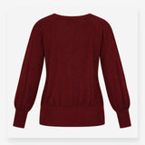 V Neck Metallic Shimmer Knit Jumper Berry Burgundy