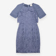 Midi Dress Grey Rose Embroidered Sheer Sleeve