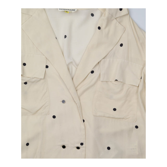 Cream Ecru Black Little Polka Dot 100% Viscose Lap