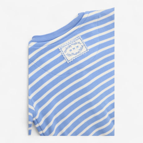 Sleepsuit Blue and White Stripe Monkey and Bananas