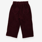 Trousers Dark Purple Pull on Cords with Hearts Bac