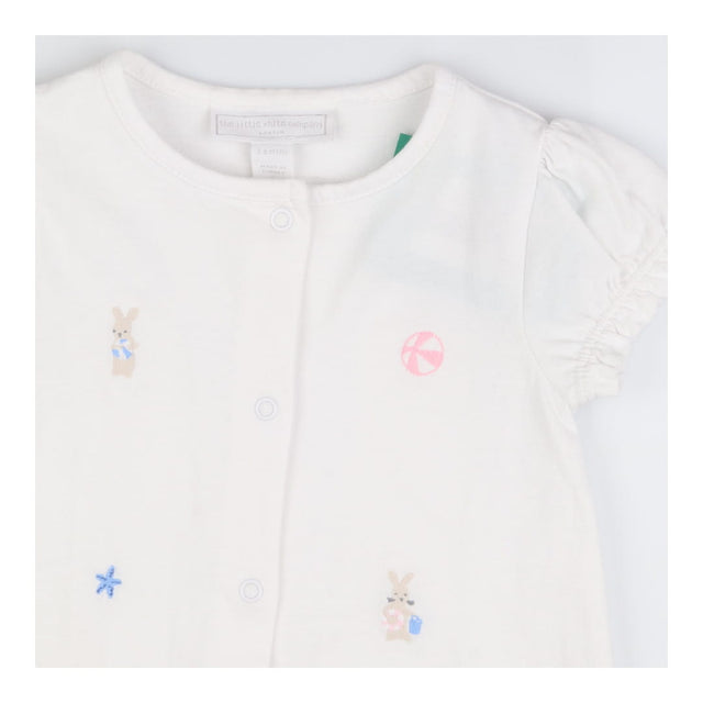 White shortie romper beach ball bunnies