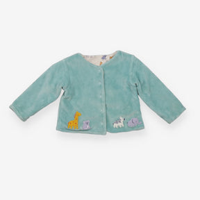 Reversible Jacket Velour Blue Jungle Animals