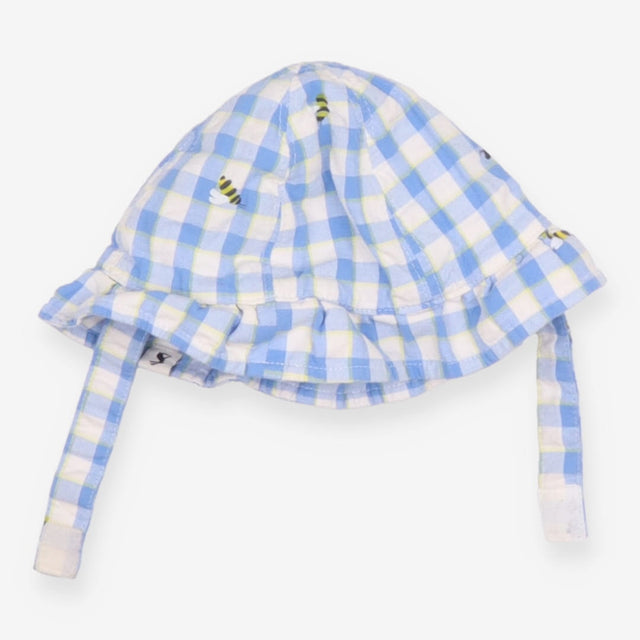 Blue gingham bee hat
