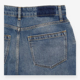 Straight Leg Jeans Mid Blue Faded Wash Denim