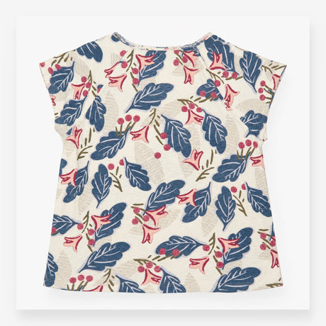 T-Shirt Cream Floral Print Short Sleeve Cotton