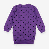 Sweater Dress Purple Spots with Rainbow Applique