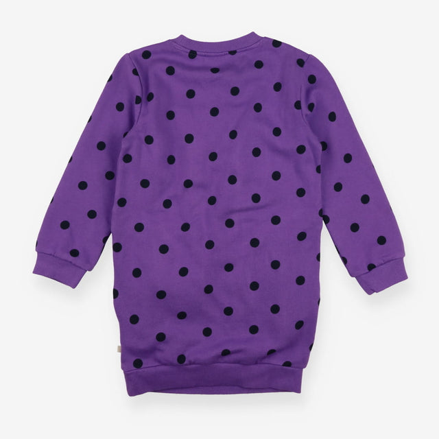 Sweater Dress Purple Spots with Rainbow Applique