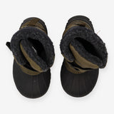 Boots green velcro fur lined