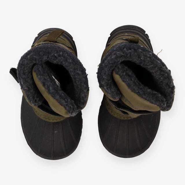 Boots green velcro fur lined