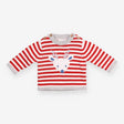 Jumper Knit Red Stripe with Reindeer Applique
