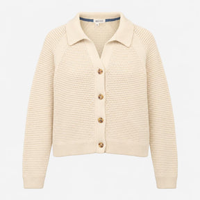 Cream Ecru 100% Organic Cotton Open Stitch Collare