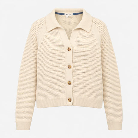 Cream Ecru 100% Organic Cotton Open Stitch Collare