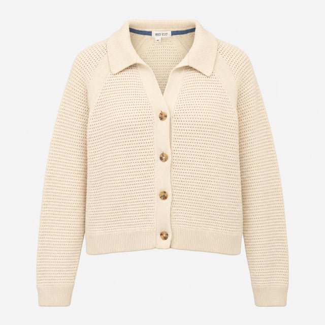 Cream Ecru 100% Organic Cotton Open Stitch Collare