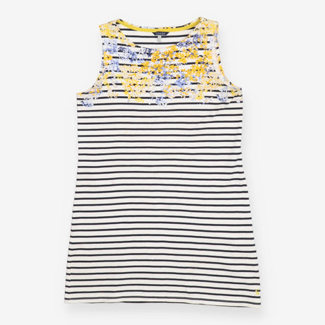 Sleeveless Striped Jersey Dress with Blue and Yell
