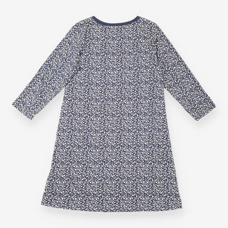 Dress Navy Ditsy Leaf Print Crew Neck 3/4 Sleeve