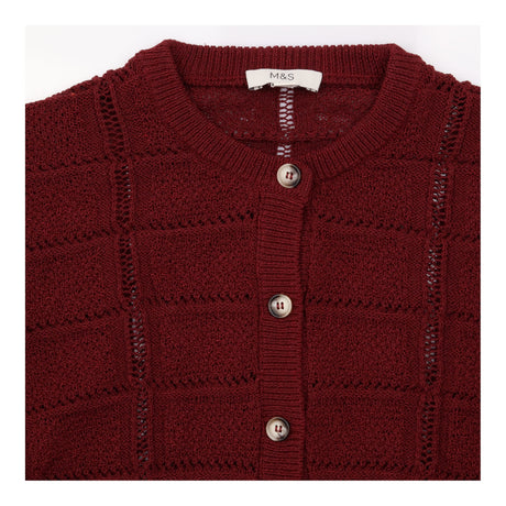 Knit Textured Cardigan Dark Burgundy