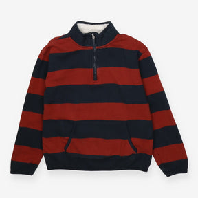 Sweater brick and navy stripe 1/4 zip