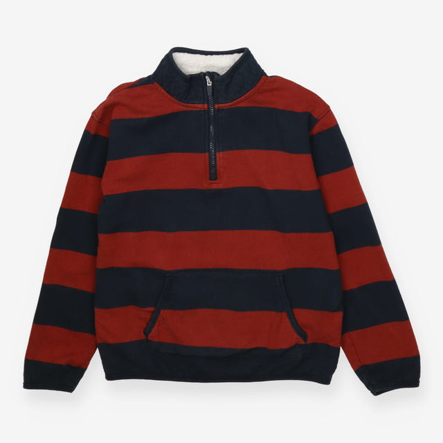 Sweater brick and navy stripe 1/4 zip